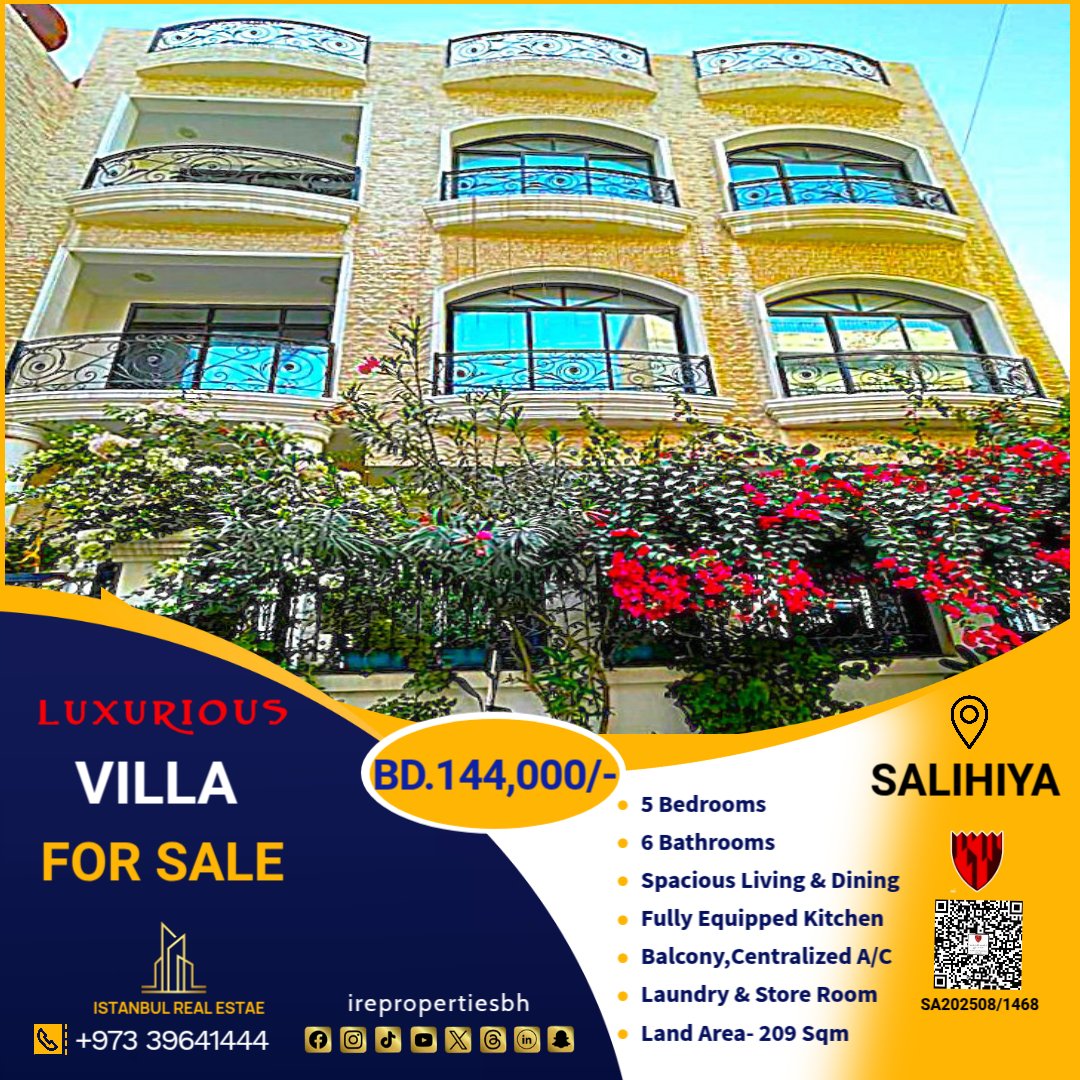 Luxurious 3 Storey Villa For Sale In Salihiya Near Salmaniya Bd.144,000/-