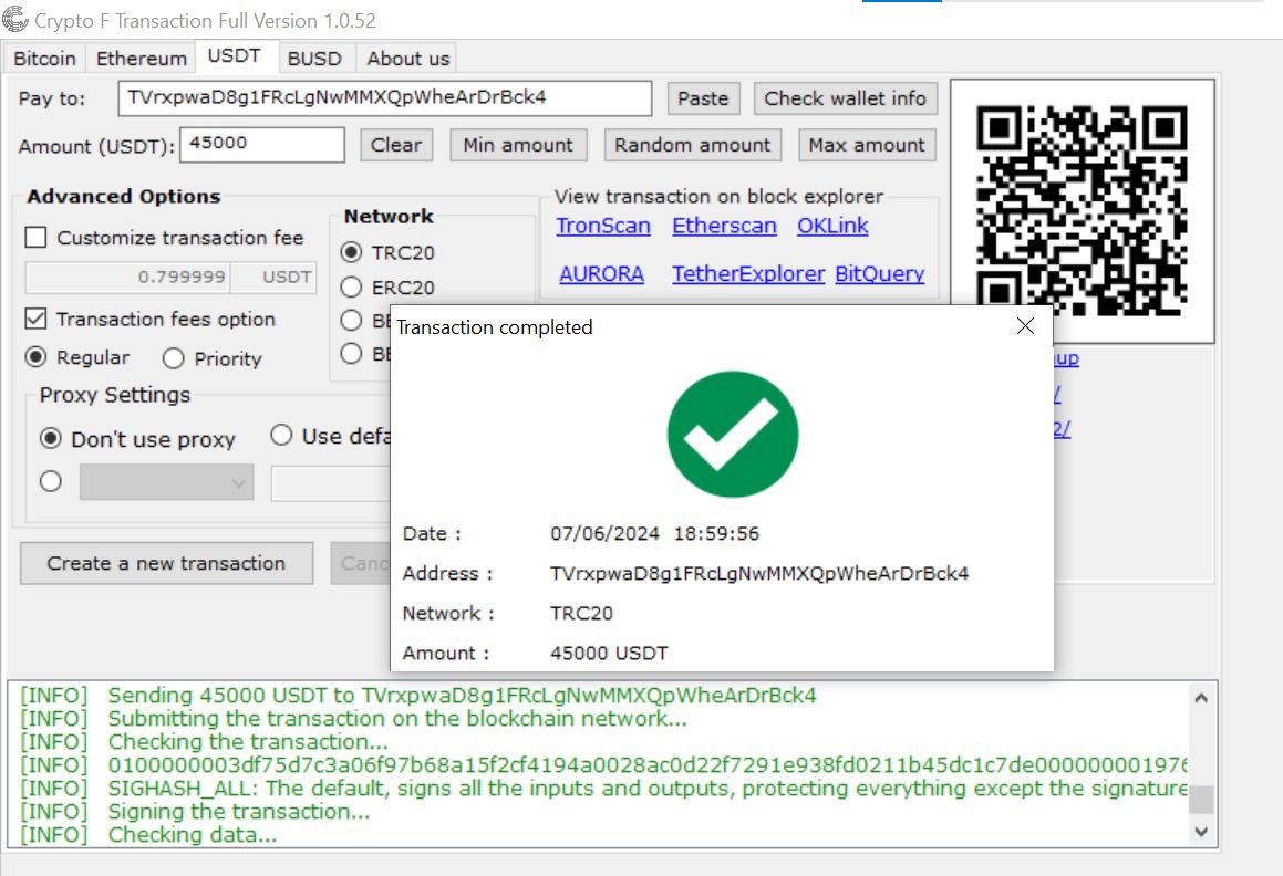 Flash Usdt Trc20 Erc20 Bep20 Sender App Software Tradeable And Demo